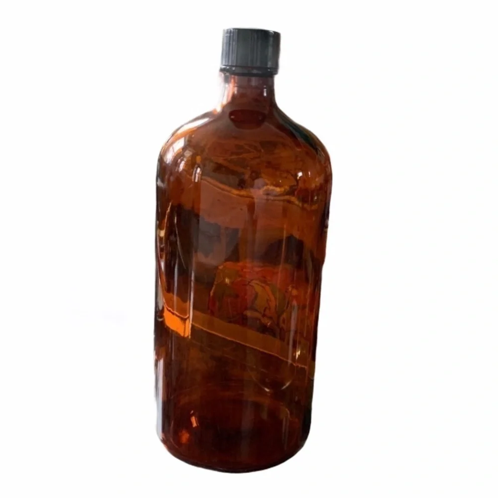 VTG Upjohn Large Amber Glass Pharmacy Bottle